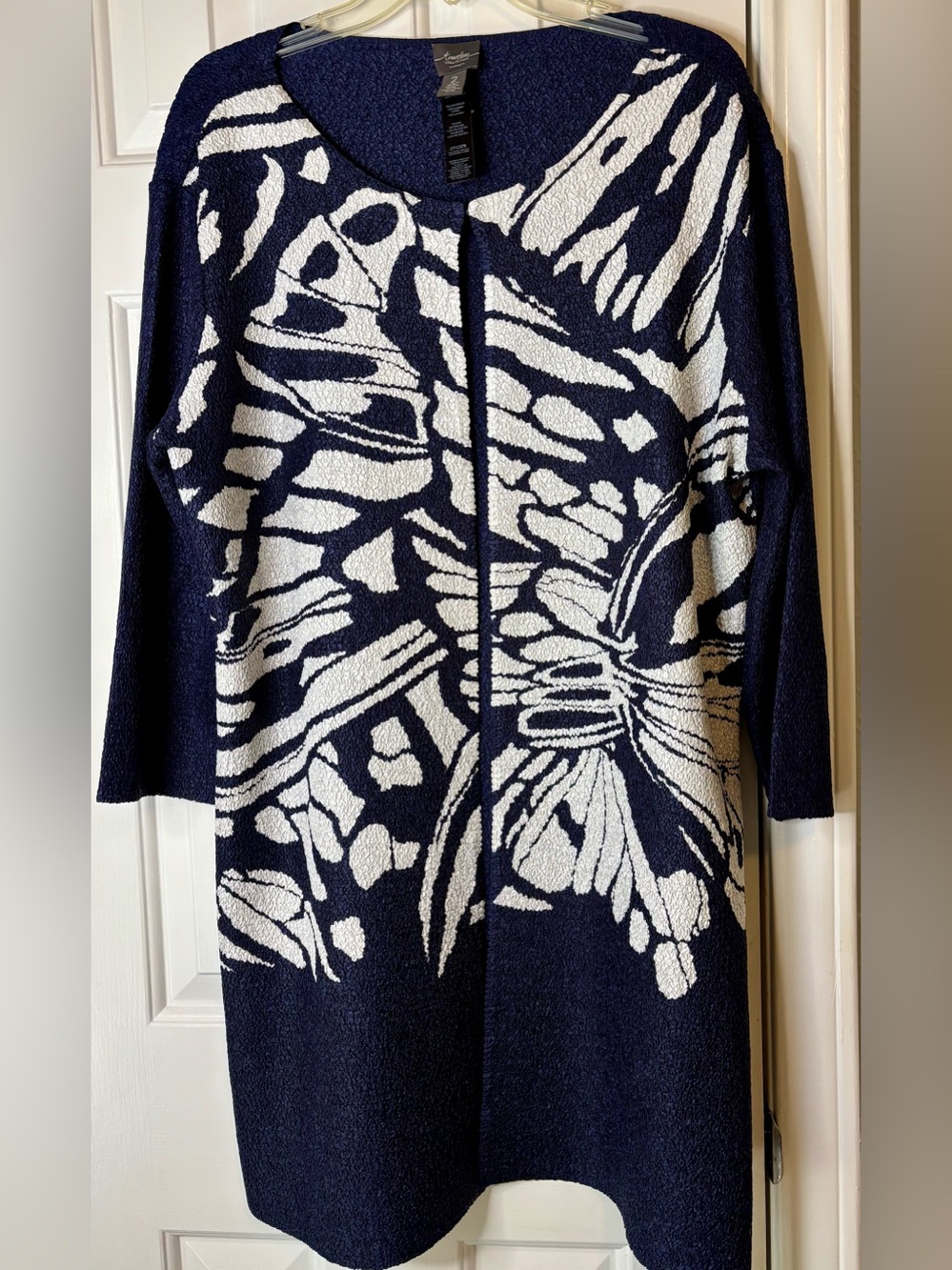 Chico’s Travelers Collection Crushed/Crinkle open front longline cardigan jacket